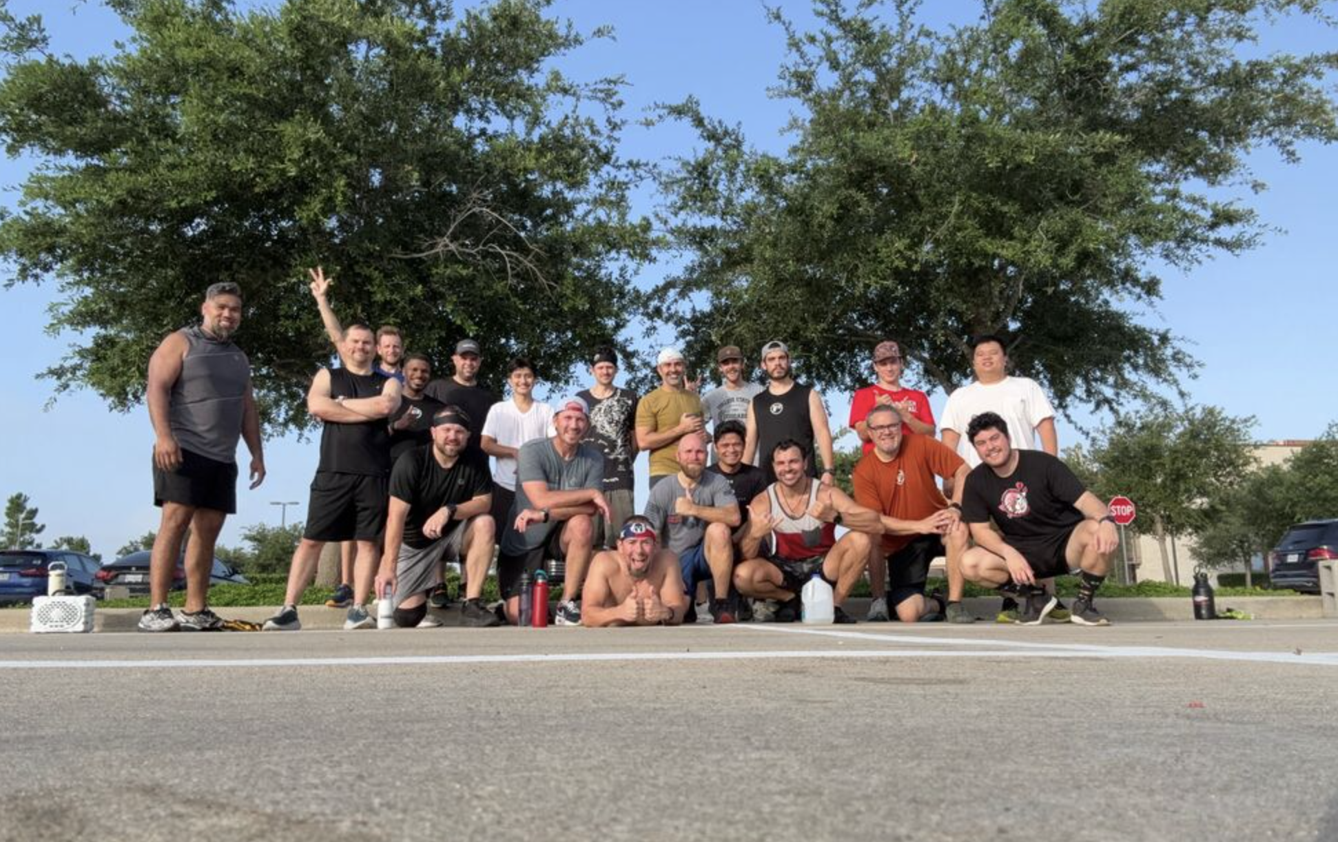 A group of F3 men exercising outdoors